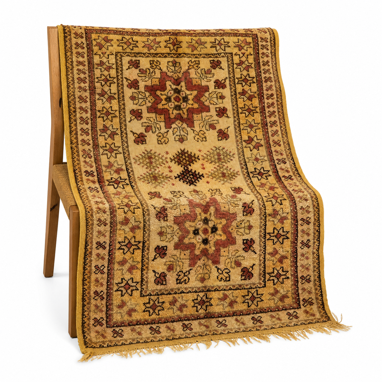 Amazigh Unique Antique Golden carpet with historic symbolism Rug