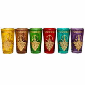 Amazigh verres à thé Six marocains colorés Handmade