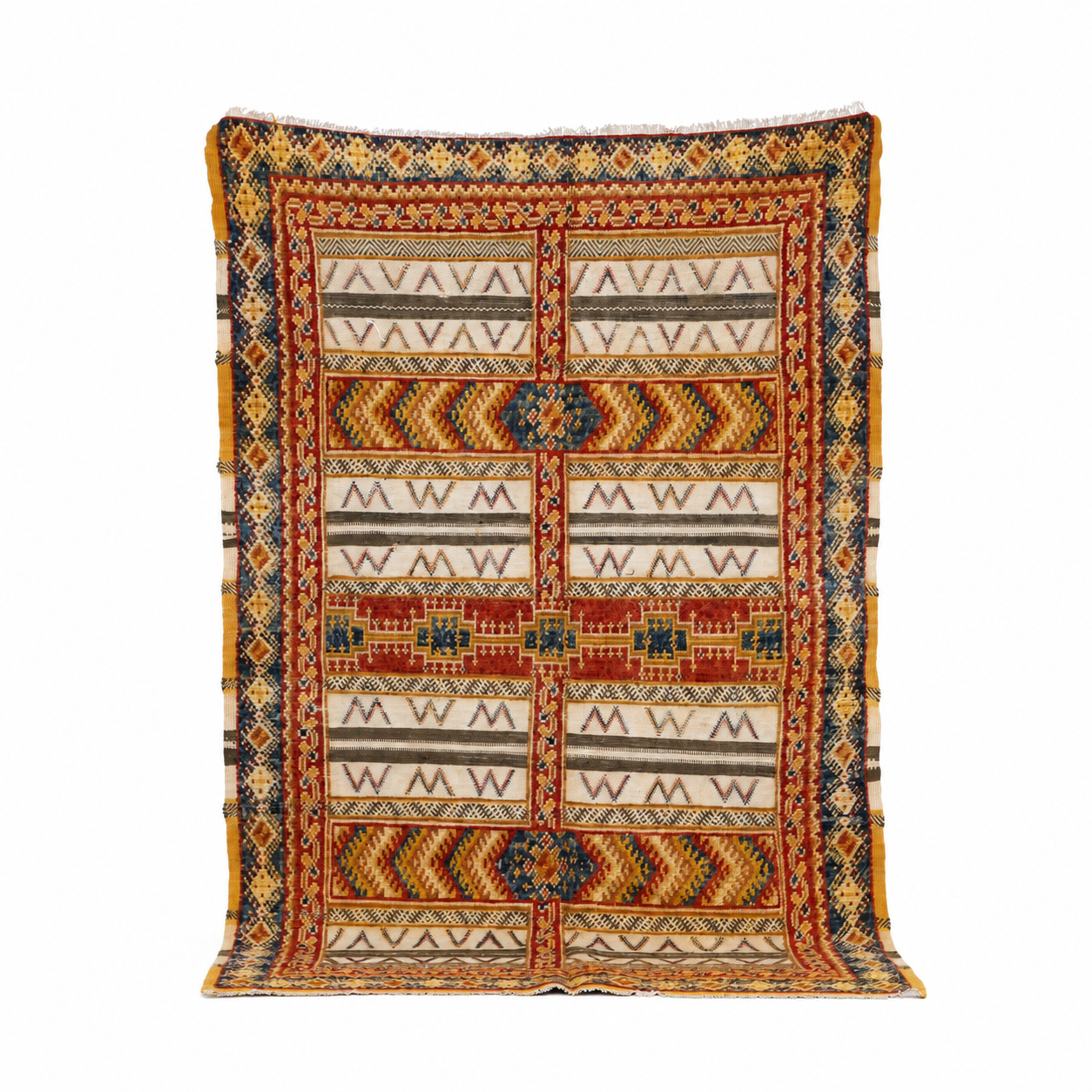 Amazigh Vintage Kilim Handwoven Flatweave Tribal Geometric Rug