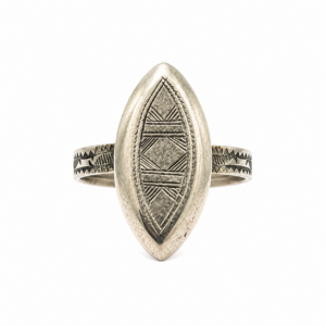 Amazigh White Brass Marquise Shapes Original Vintage Ring