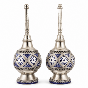 Amazigh White Metal Pottery Perfume Sprayer Set of Two Dispenser