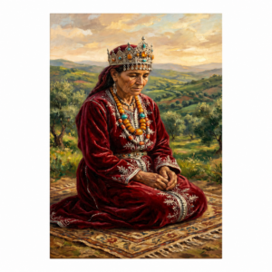 Amazigh Woman Vintage Oil Portrait Jewelry Set with Necklace