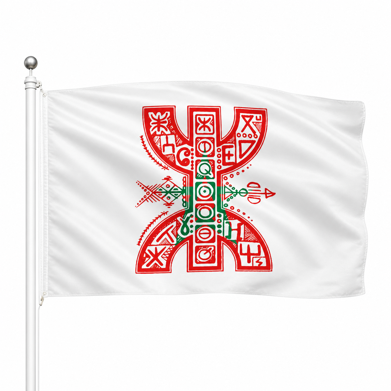 Amazigh Yaz Tifinagh White Polyester Heritage Display Flag