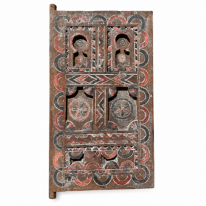 Antique Amazigh Berber Carved Wood Door Panel Wall Art