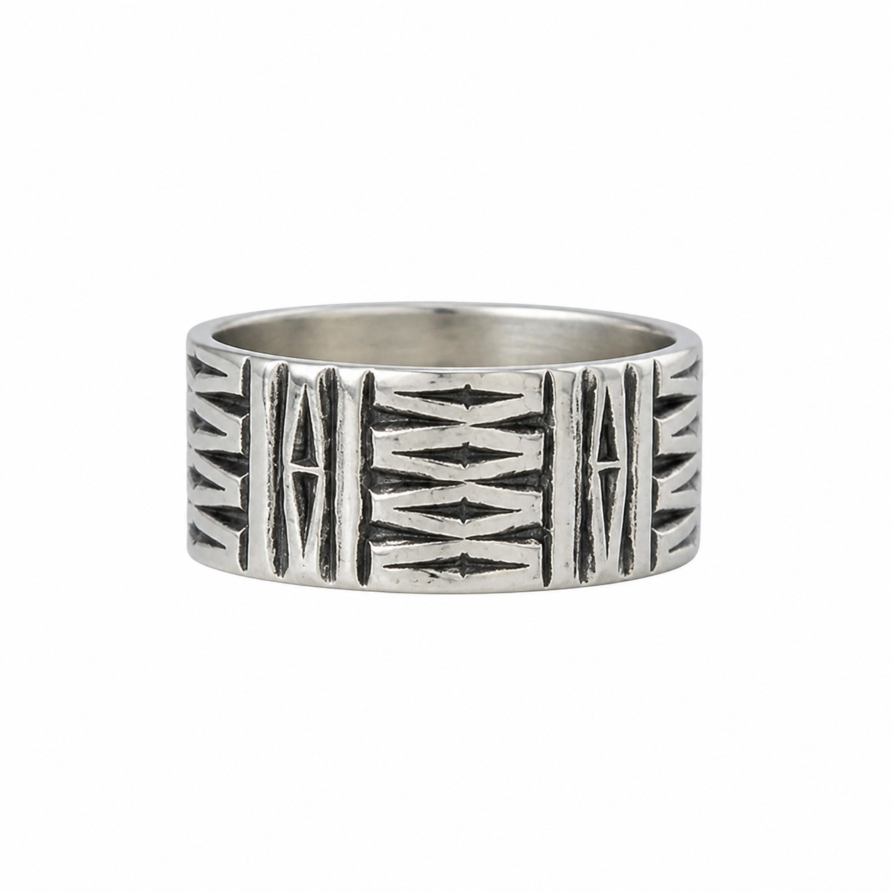 Berber Amazigh Hand-Engraved Sterling Silver Protective Eye Symbol Ring