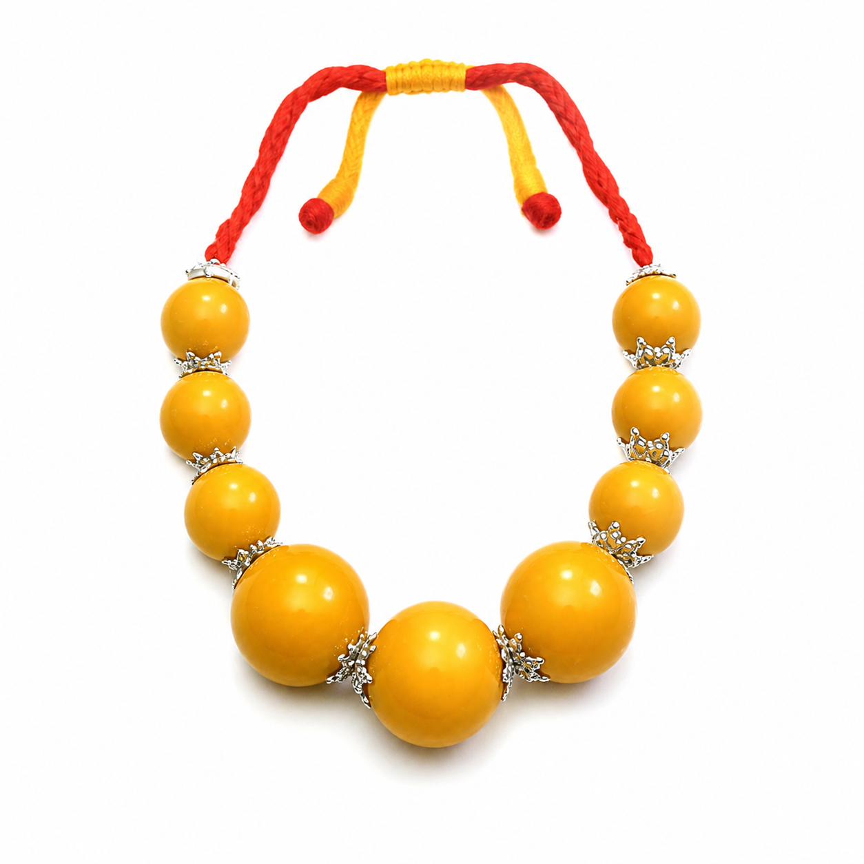 Berber Amazigh Loban Yellow Amber Resin Tribal Bead Necklace