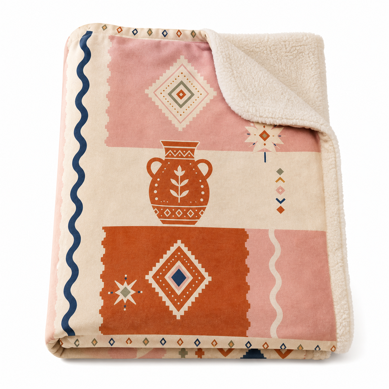 Berber Amazigh Pottery Symbol Soft Plush Sherpa Throw Blanket