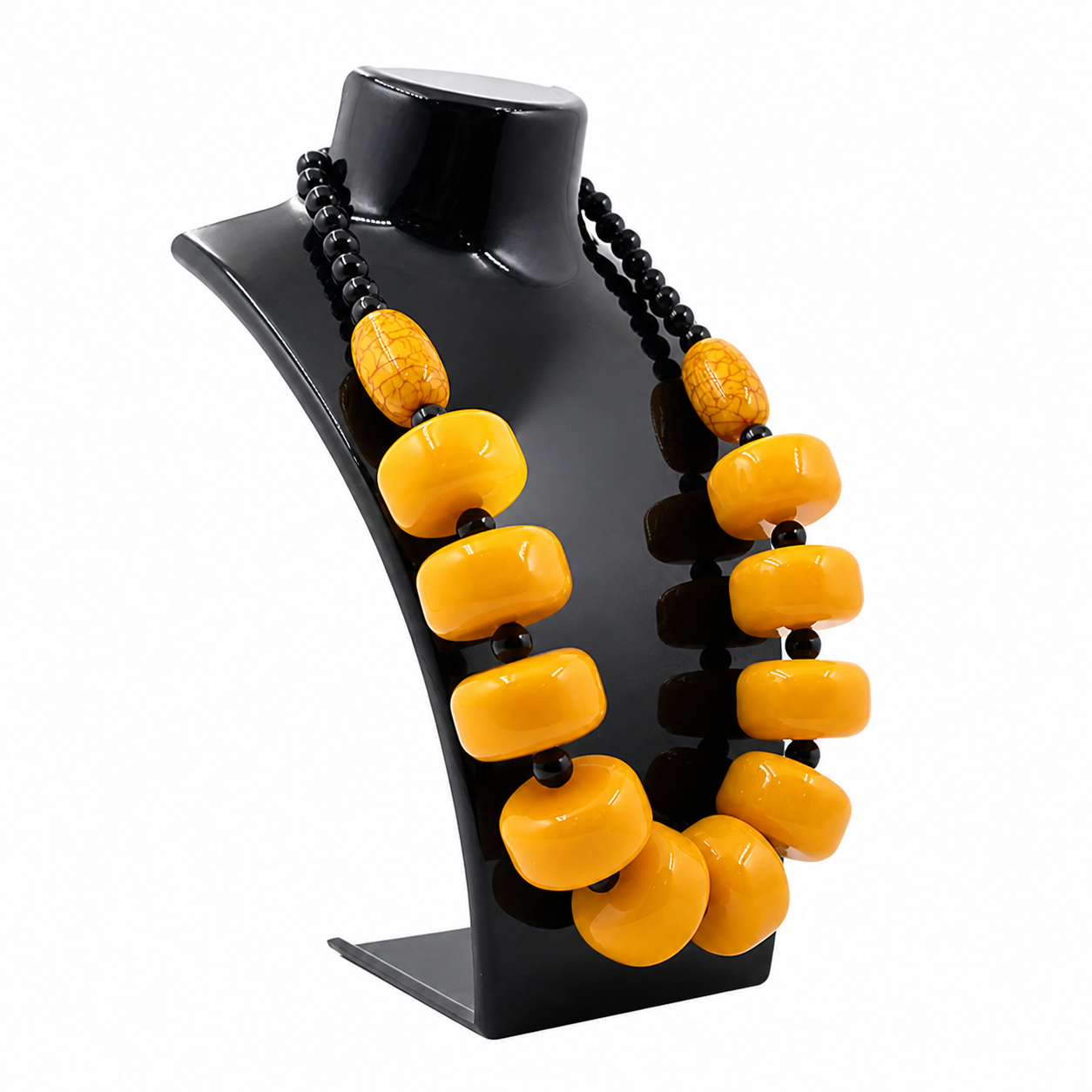 Berber Amber-Style Statement Jewelry Large Orange Resin Necklace