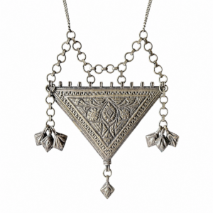 Berber Antique Hand Engraved Silver Alloy Amulet Necklace