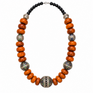 Berber Antique Handmade Silver Filigree Bead Statement Necklace