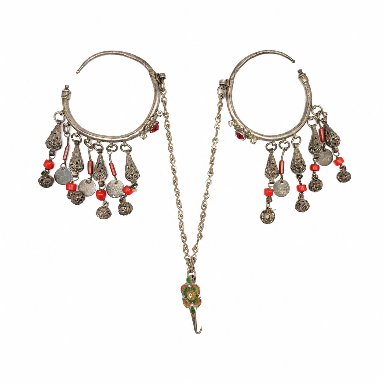 Berber Antique silver ear and head jewelry 'kharb' Atlas mountains jewelry Necklace