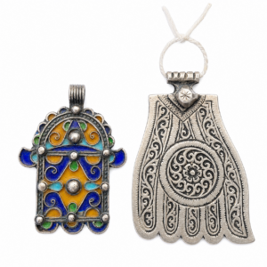 Berber Antique Vintage Silver HAMZA Pendants Big Necklace