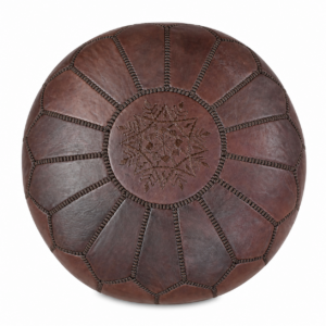 Berber Artisanal Leather Handmade Pouffe Delivered stuffed Pouf