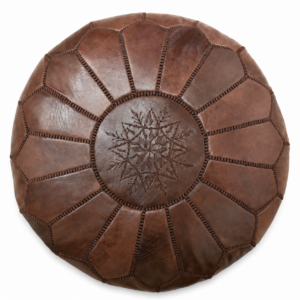 Berber Artisanal Leather Handmade Pouffe Delivered stuffed Pouf