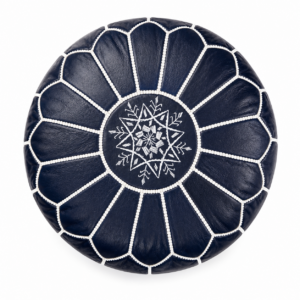 Berber Artisanal Leather Pouffe Handmade Delivered stuffed Pouf