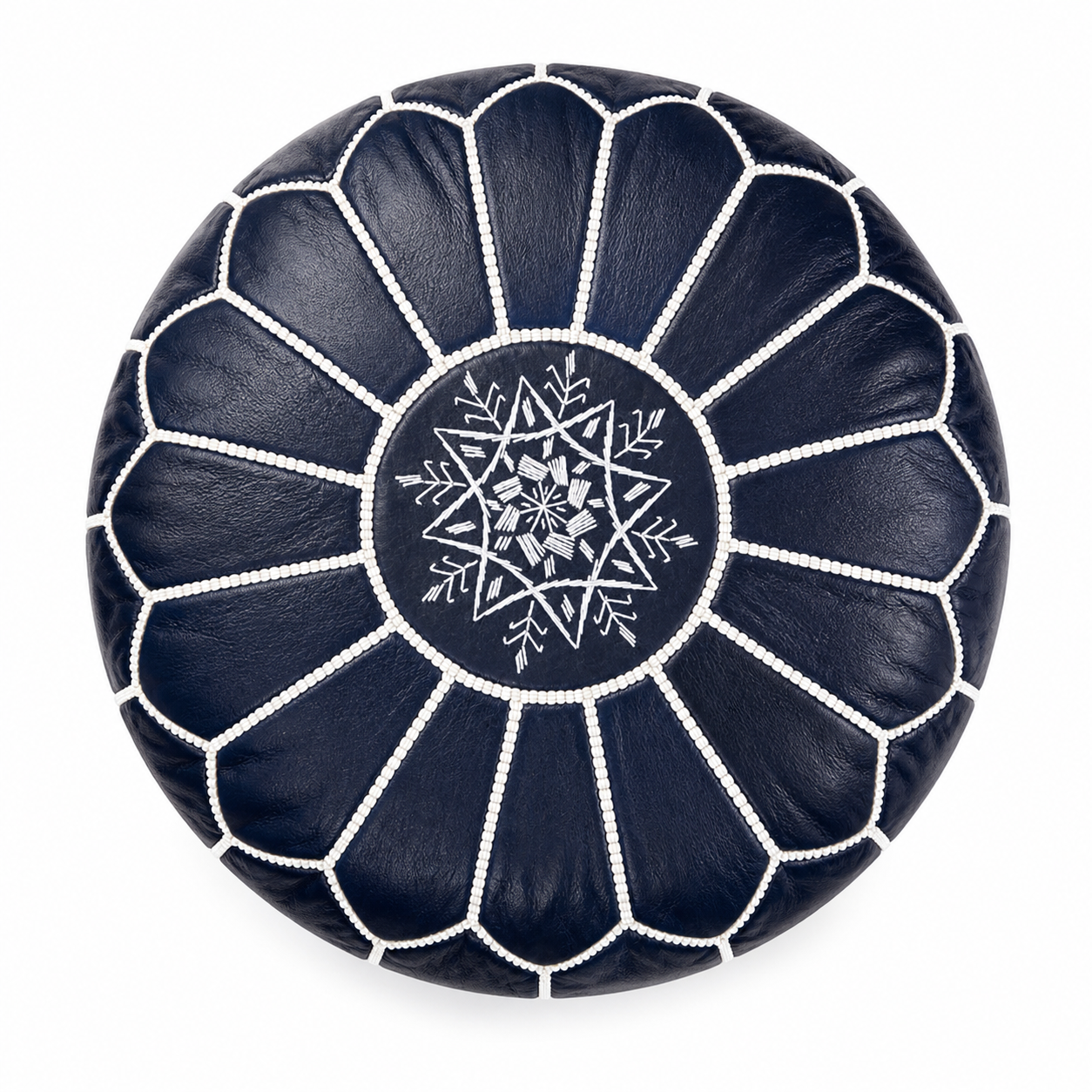 Berber Artisanal Leather Pouffe Handmade Delivered stuffed Pouf