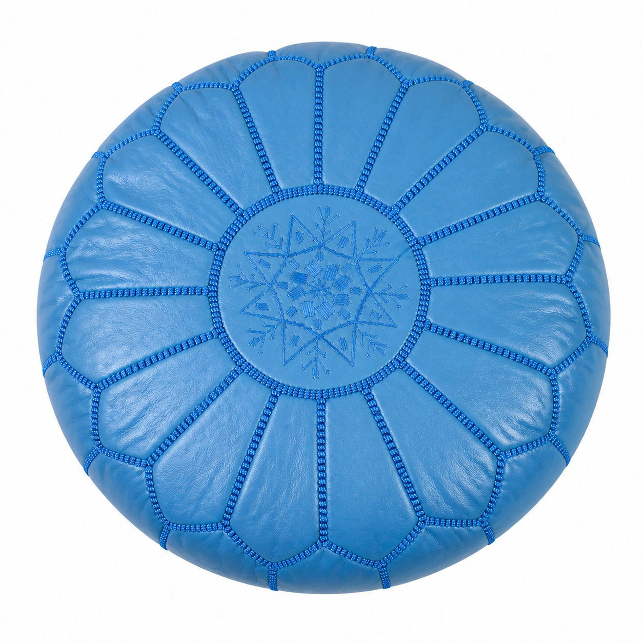 Berber Artisanal Leather Pouffe Handmade Delivered stuffed Pouf
