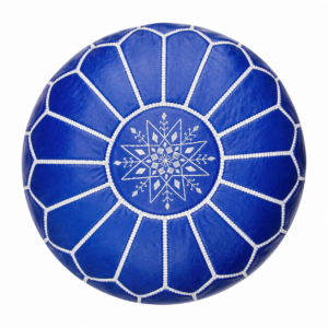 Berber Artisanal Leather Pouffe Handmade Delivered stuffed Pouf