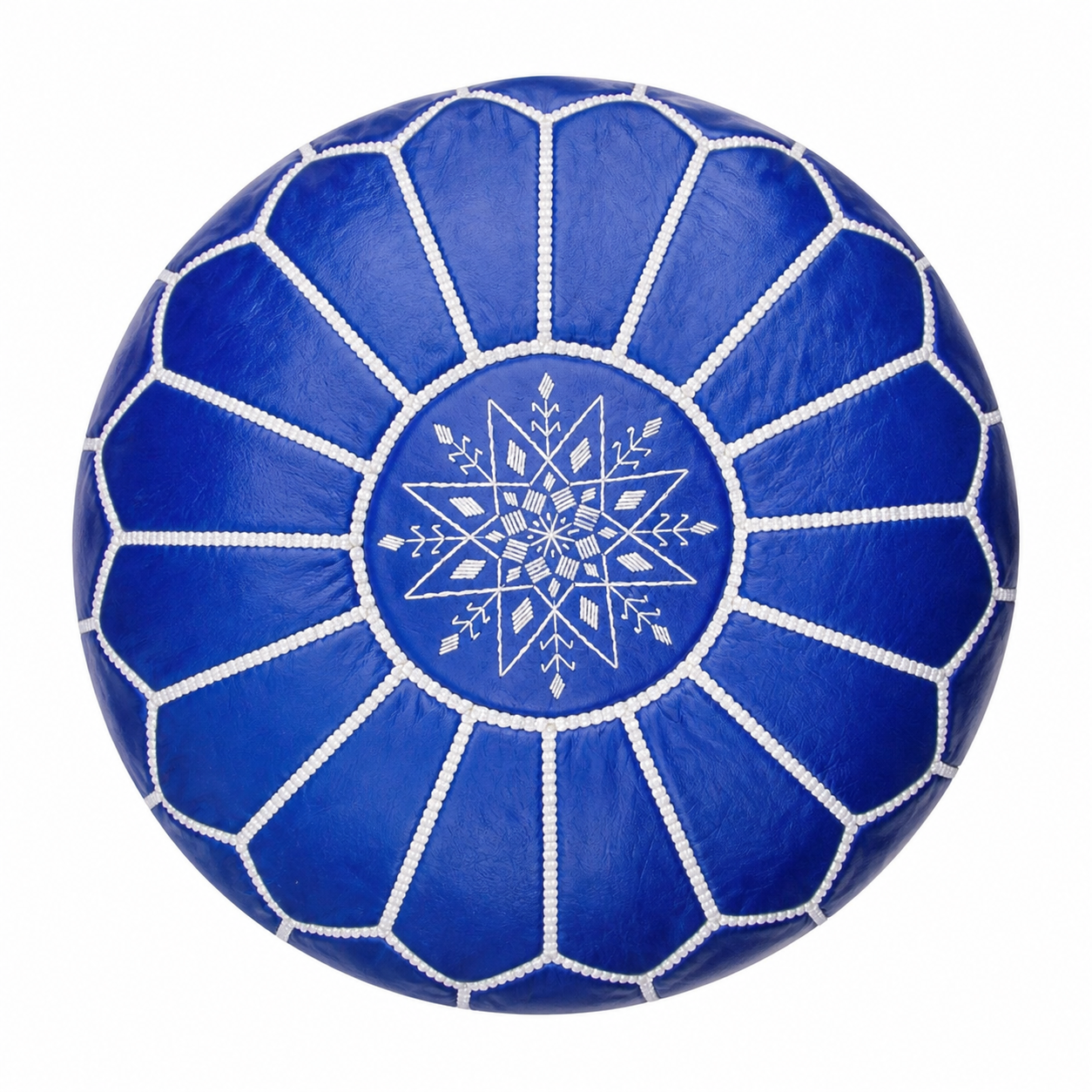 Berber Artisanal Leather Pouffe Handmade Delivered stuffed Pouf