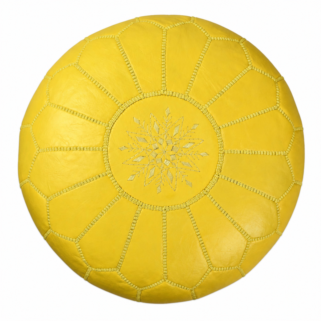 Berber Artisanal Leather Pouffe Handmade Delivered stuffed Pouf