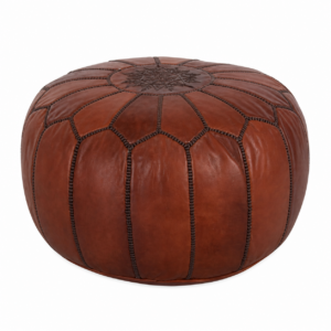 Berber Artisanal Leather Pouffe Handmade Delivered stuffed Pouf