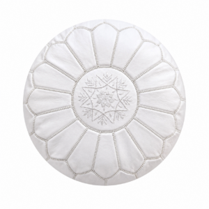 Berber Artisanal Leather Pouffe Handmade Delivered stuffed Pouf