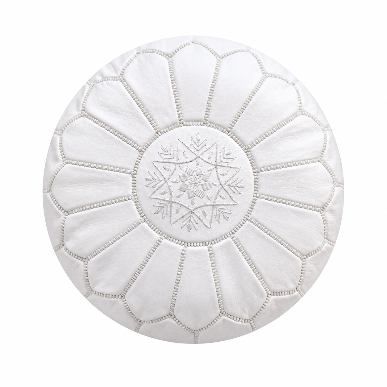 Berber Artisanal Leather Pouffe Handmade Delivered stuffed Pouf