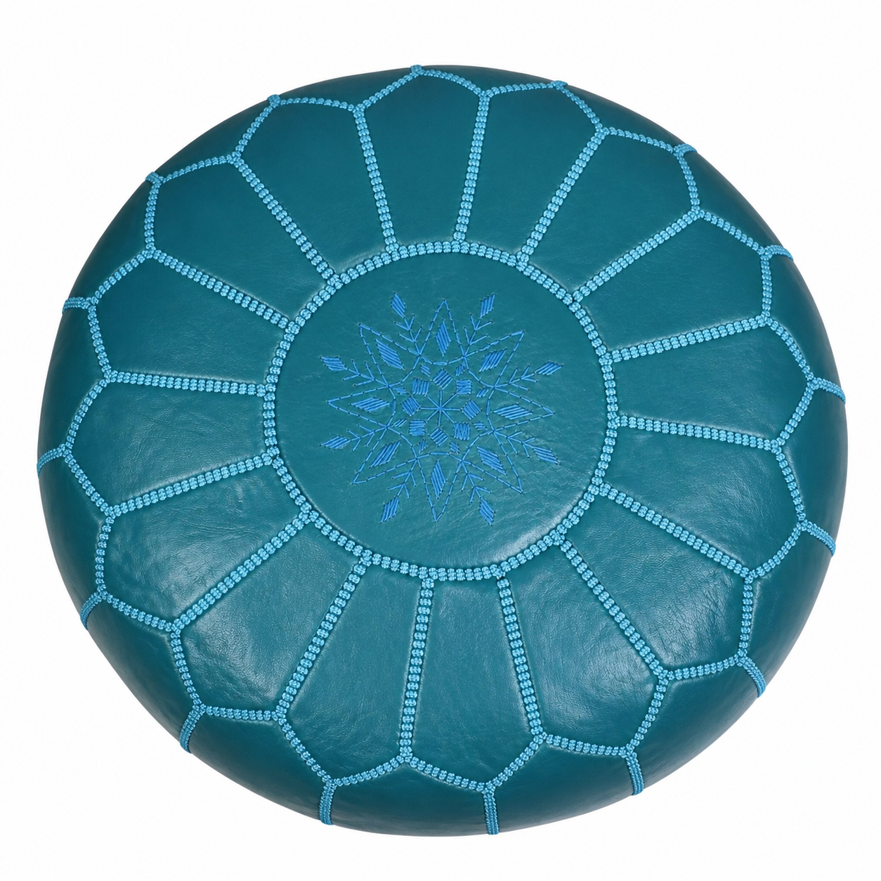 Berber Artisanal Leather Pouffe Handmade Delivered stuffed Pouf