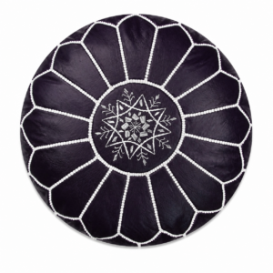 Berber Artisanal Leather Pouffe Handmade Delivered stuffed Pouf