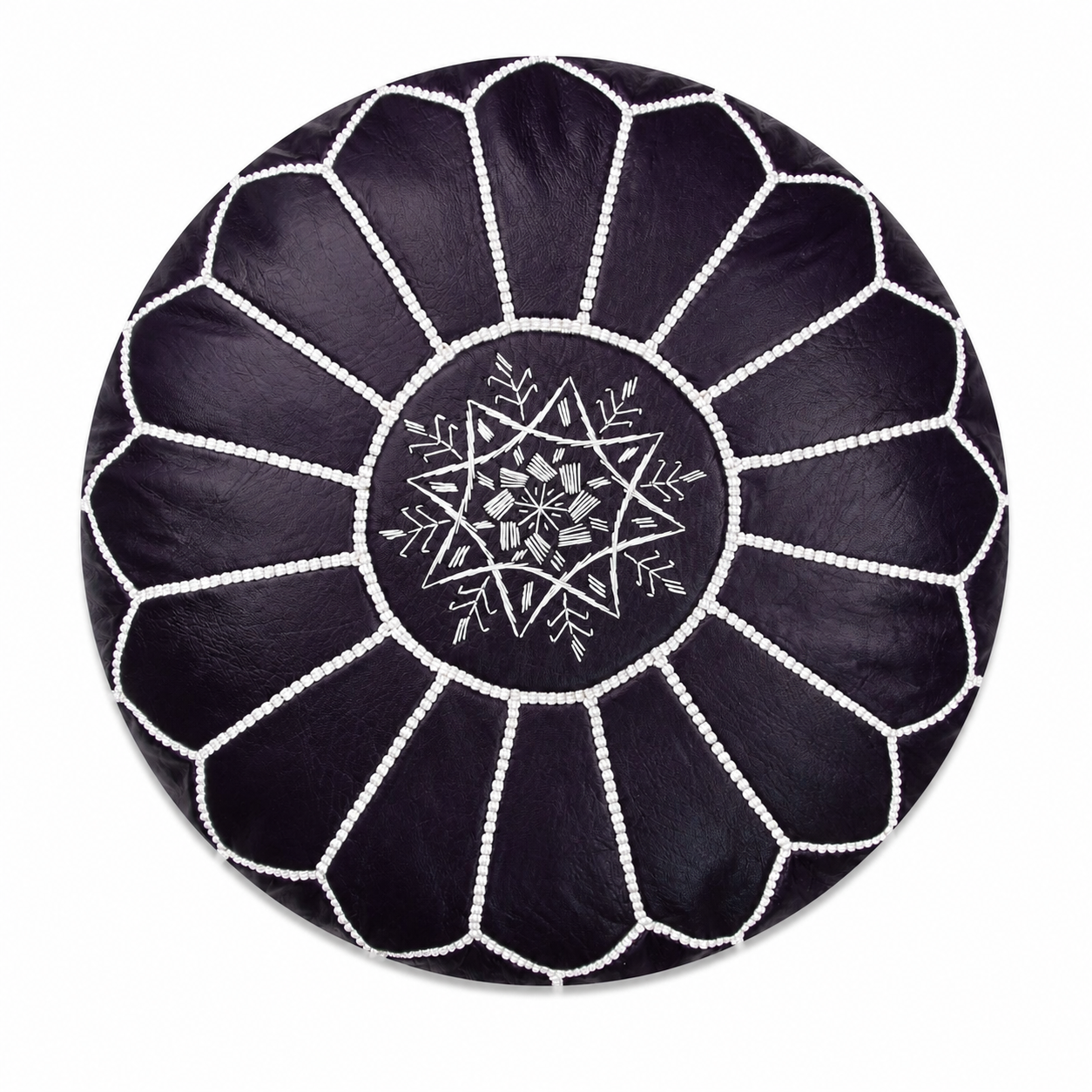 Berber Artisanal Leather Pouffe Handmade Delivered stuffed Pouf