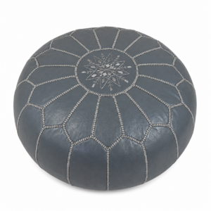 Berber Artisanal Leather Pouffe Handmade Delivered stuffed Pouf
