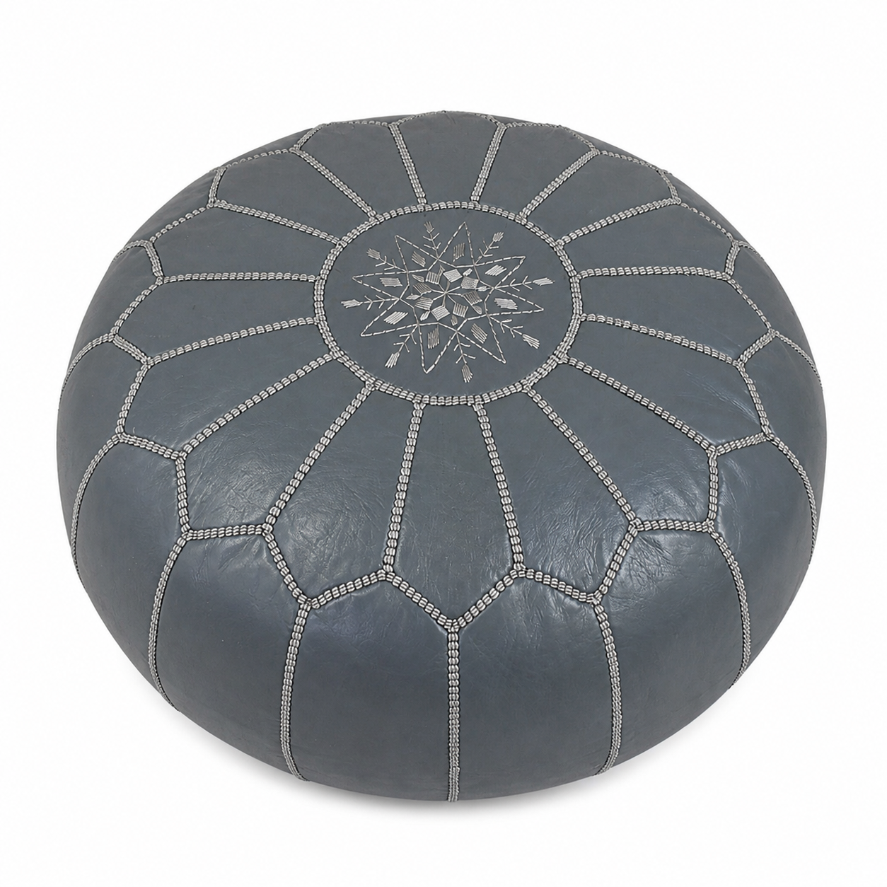 Berber Artisanal Leather Pouffe Handmade Delivered stuffed Pouf