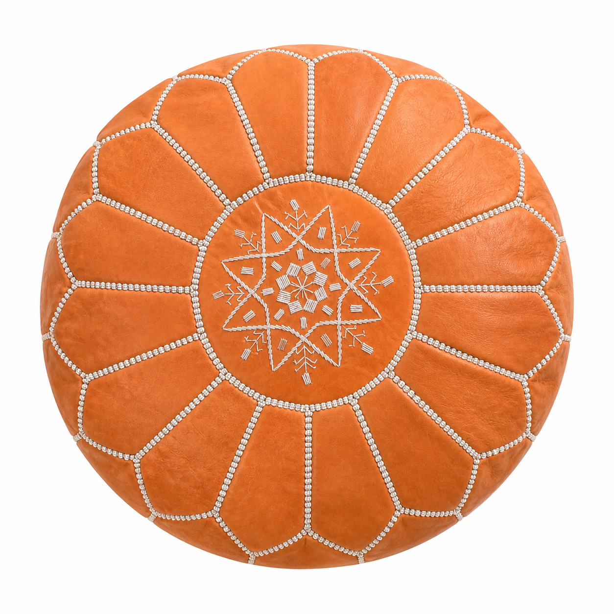 Berber Artisanal Leather Pouffe Handmade Delivered stuffed Pouf