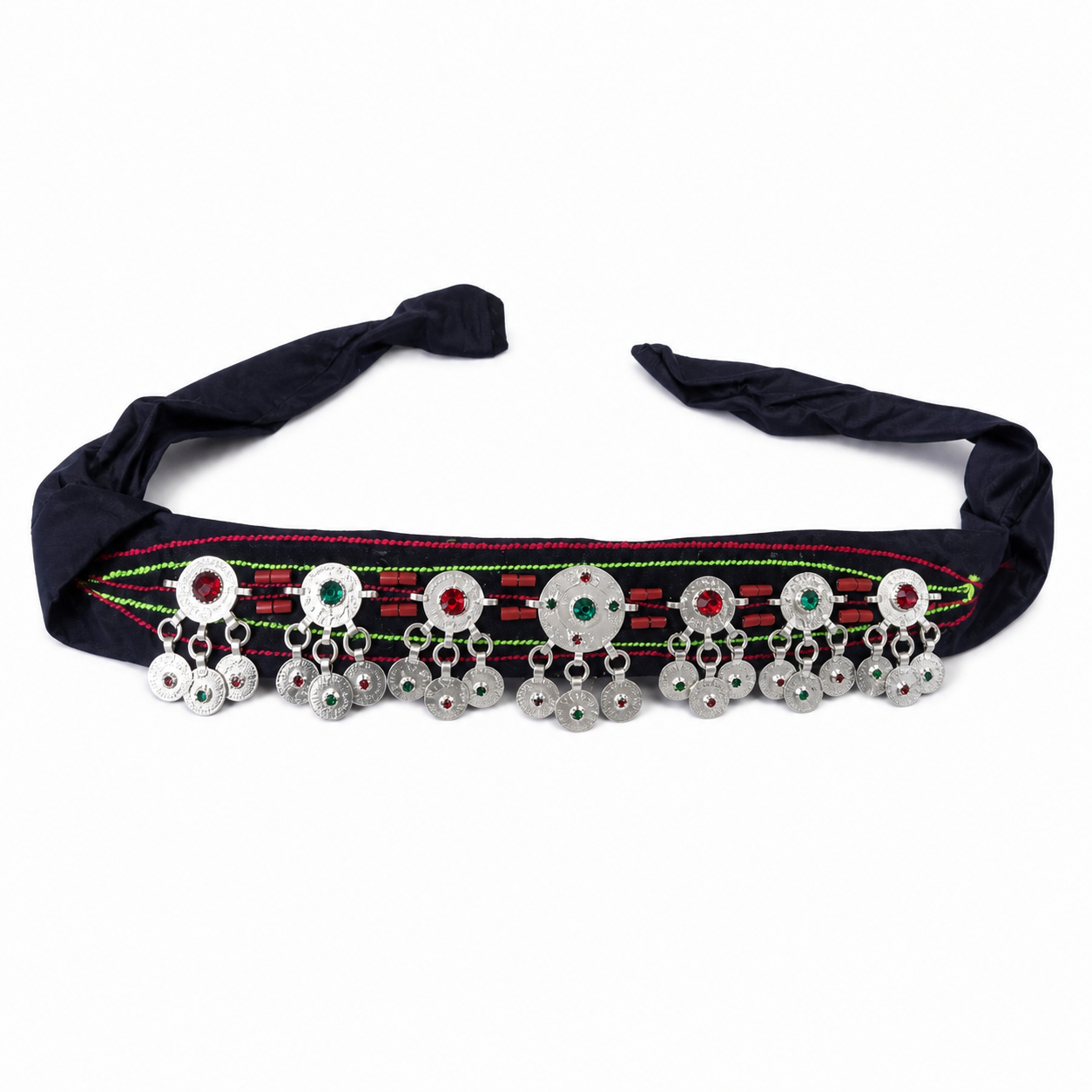 Berber Authentic Bridal Headpiece Silver Coin Scarf Headband
