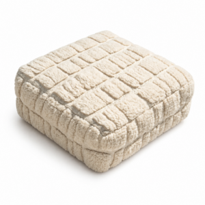 Berber Beni Ourain Square Cover White Wool Pouf