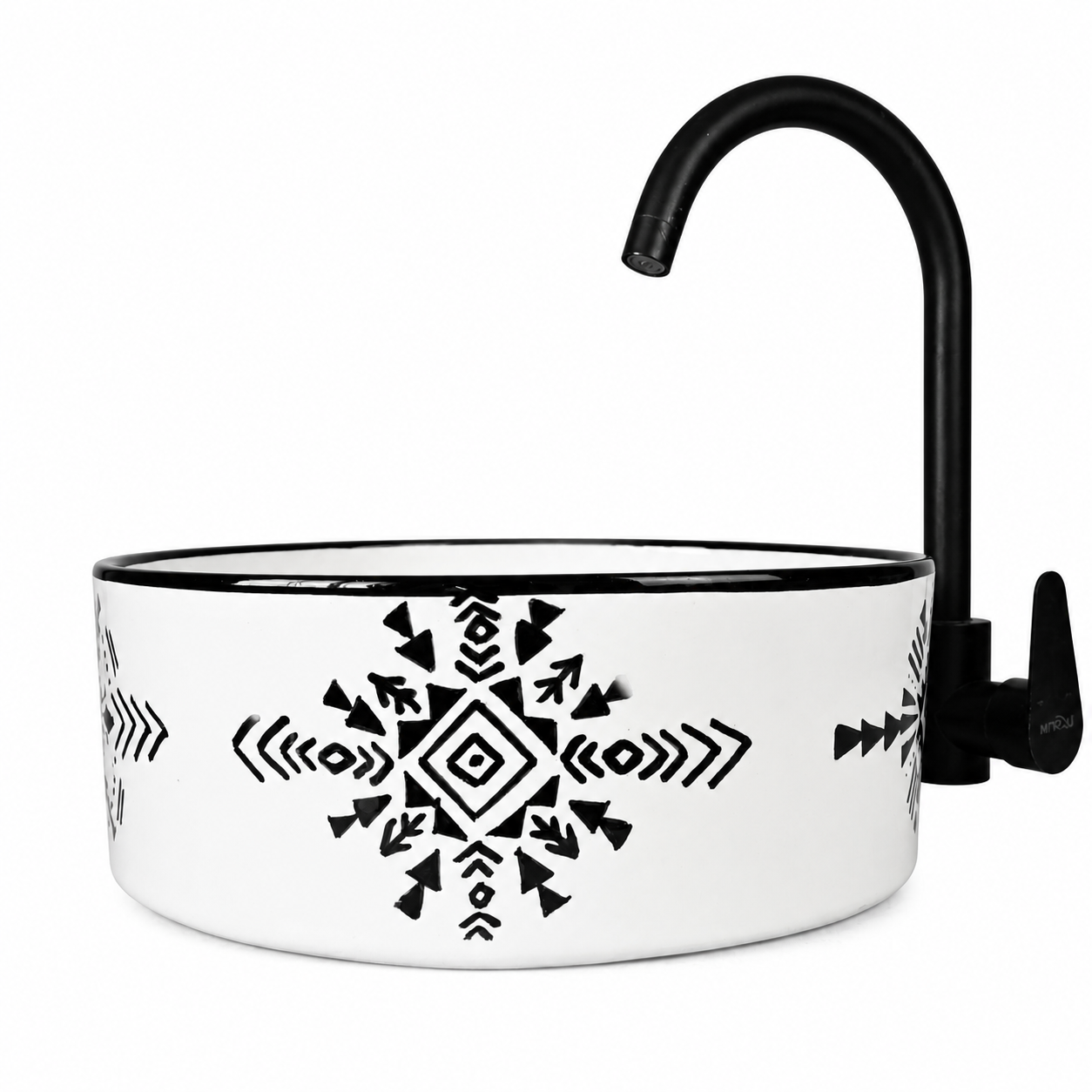 Berber Ceramic Sink with Symbols Artisan Ceramic Piece