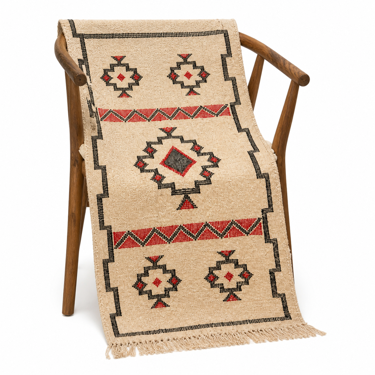 Berber Cream Handmade Geometric 100x50 cm Small Rug