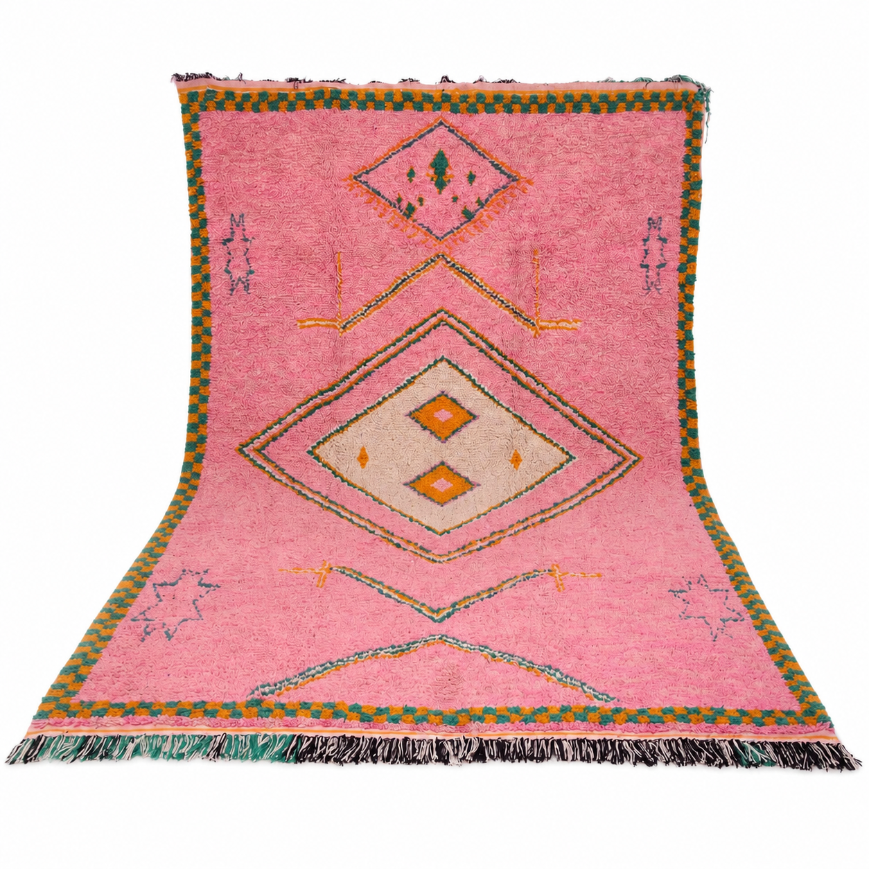 Berber Custom Design Pink Wool Geometric Living Room Rug