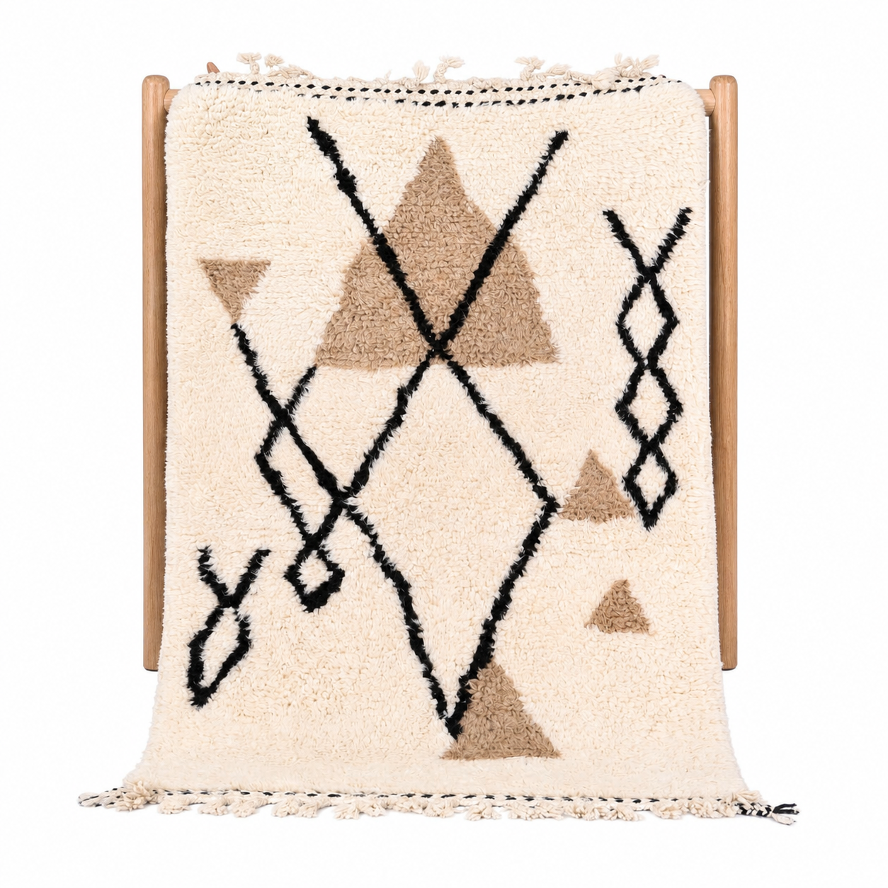Berber Custom Design Wool Neutral Geometric Living Room Rug