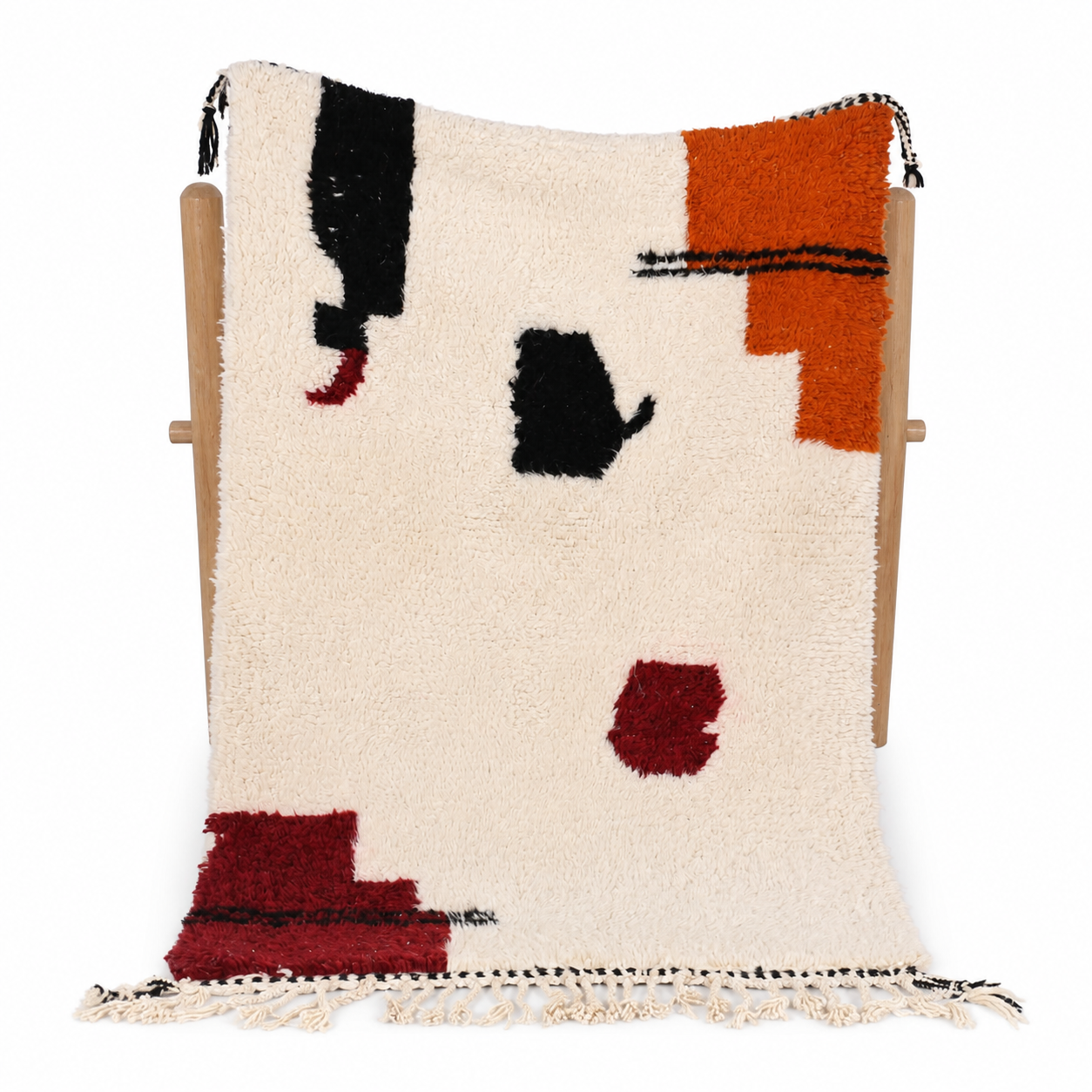 Berber Custom Wool Neutral Geometric Living Room Rug