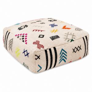 Berber Embroidered Boho Floor Cushion Colorful Tribal Pouf