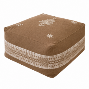 Berber Embroidered Boho Neutral Tribal Cushion White Pouf
