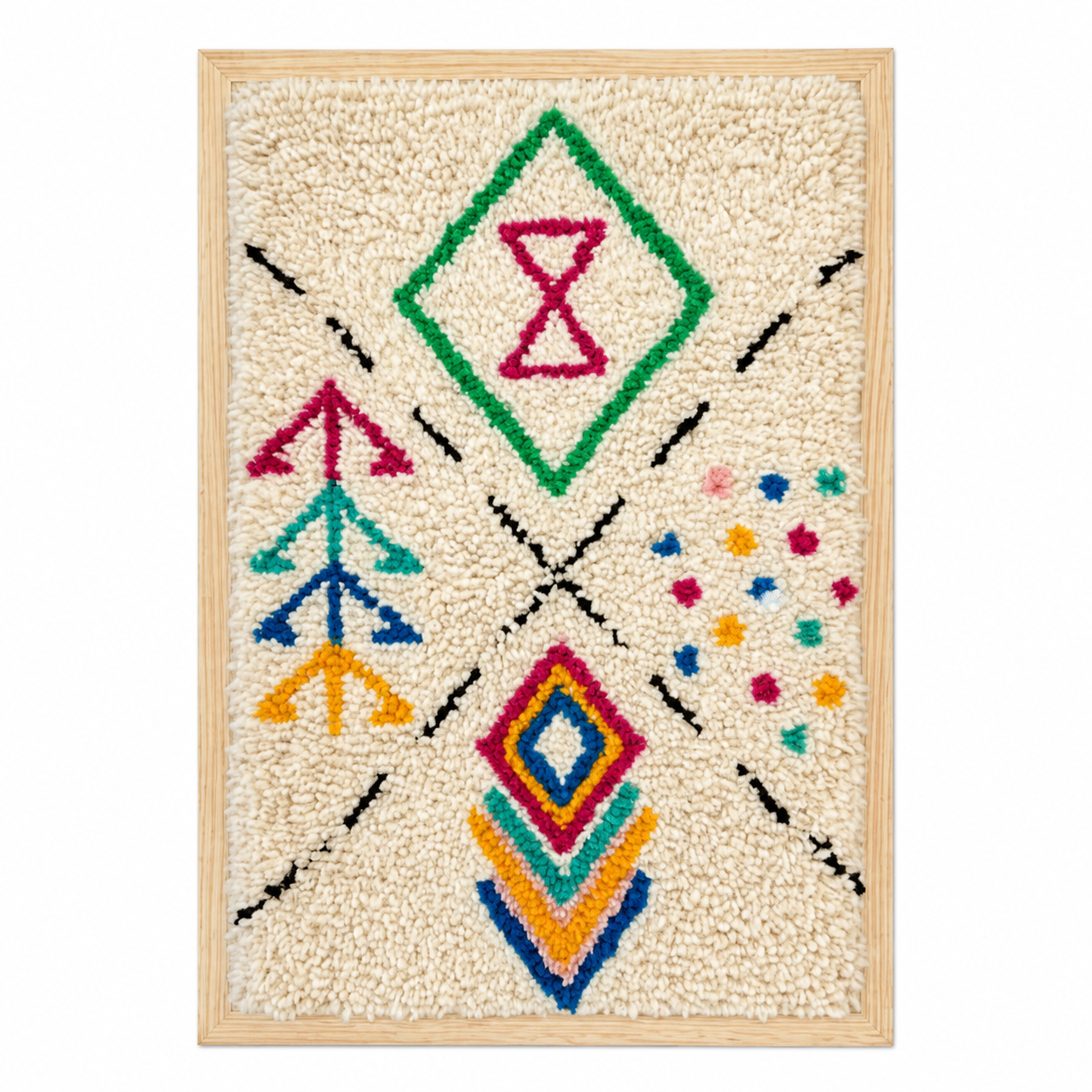 Berber Hand Knotted Symbol Wool Tapestry Wall Art