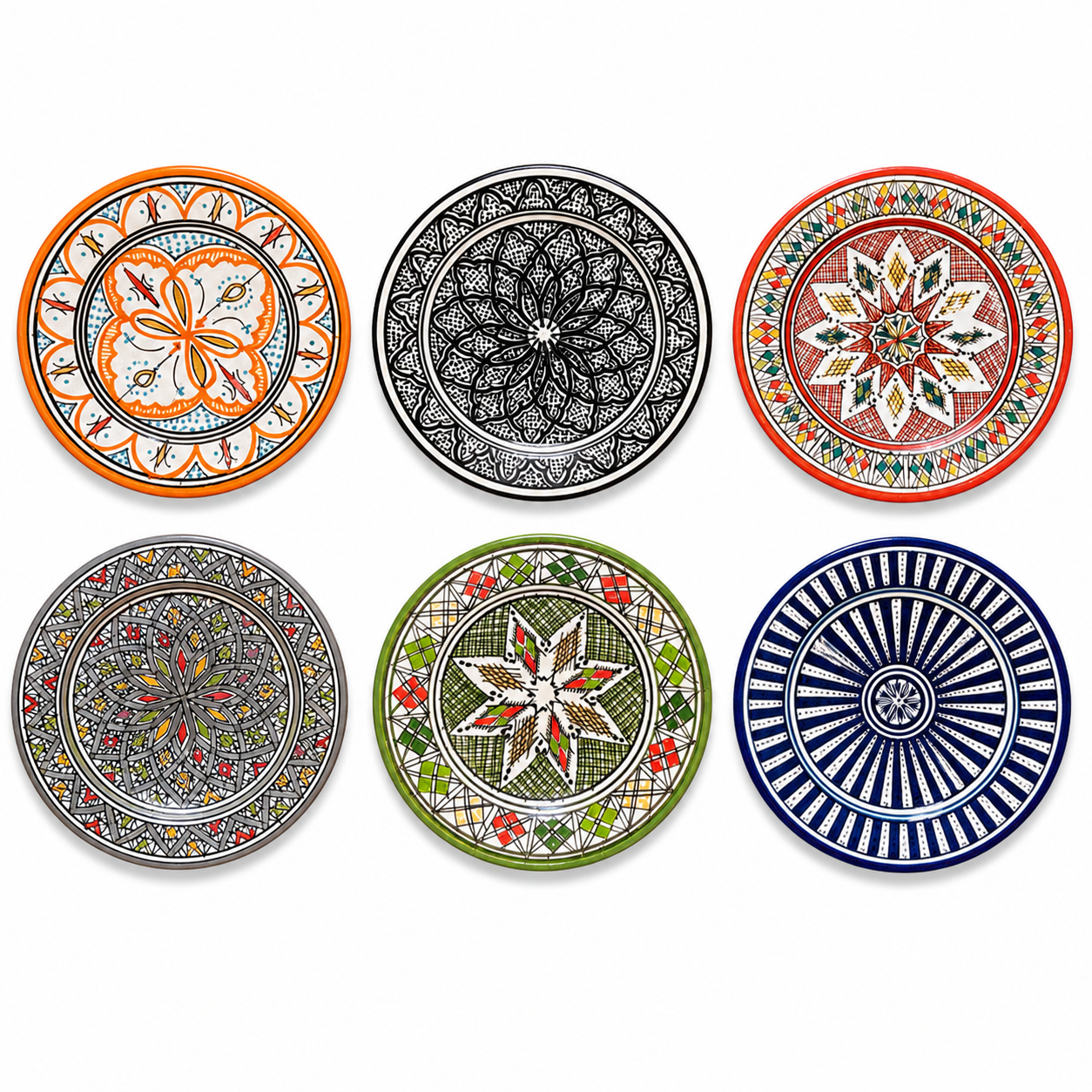 Berber Hand-Painted Ceramic Artisan Dish Boho Wall Plate