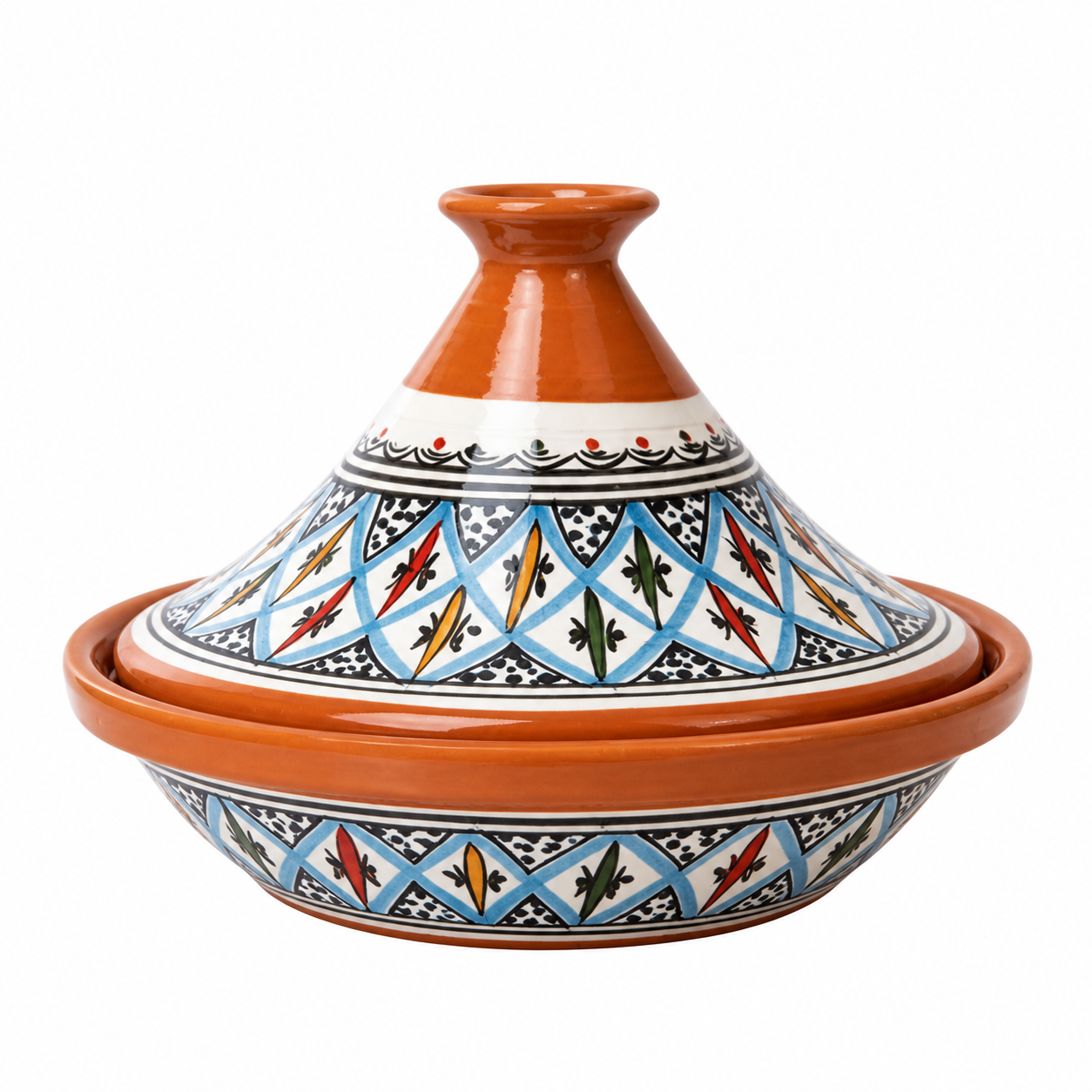 Berber Hand-Painted Ceramic Flame-Proof Stovetop Oven Tagine 30cm