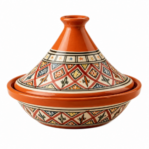 Berber Hand-Painted Rose Ceramic Flame-Proof Clay Cooking Tagine