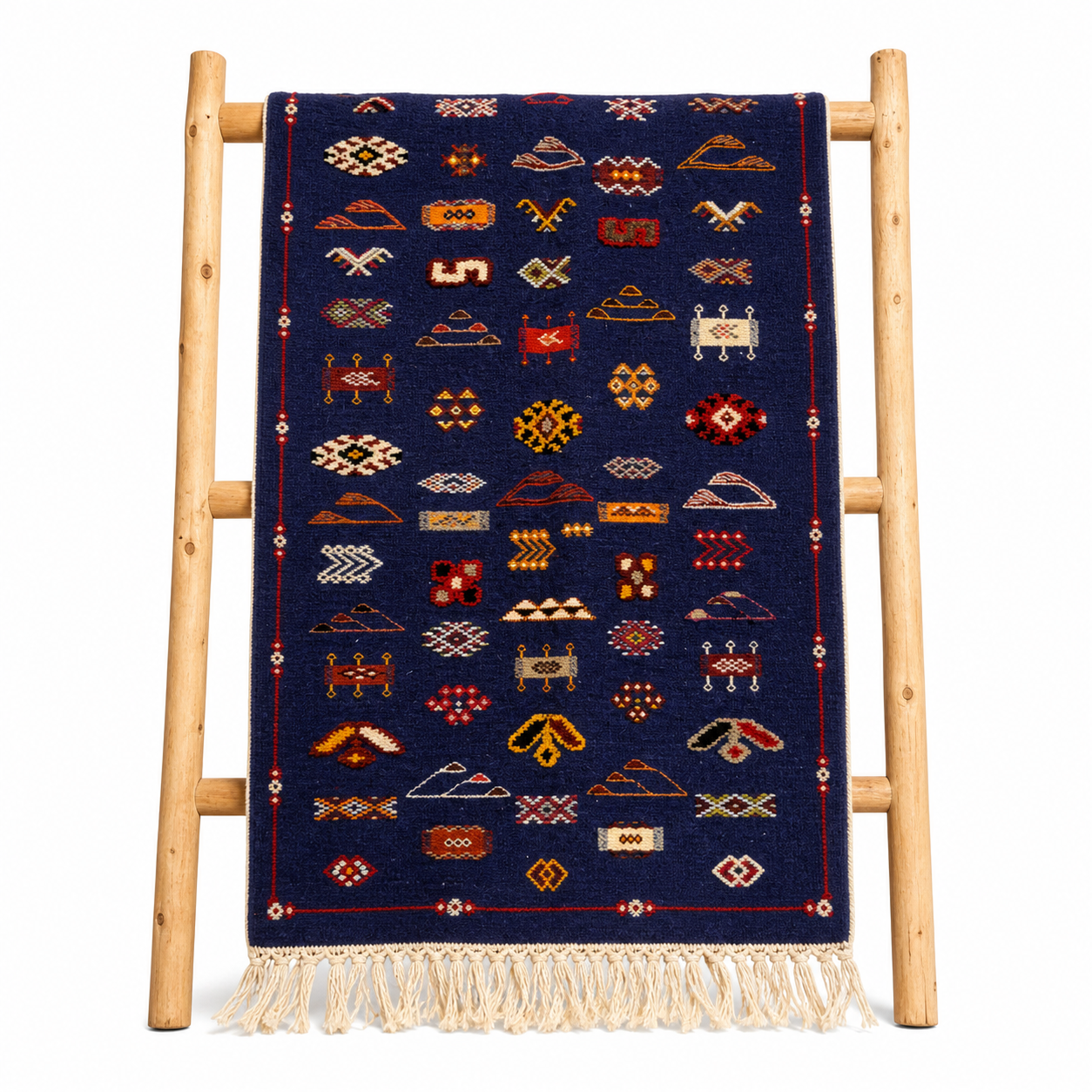 Berber Handmade Blue Camel Wool Tribal Carpet Rug