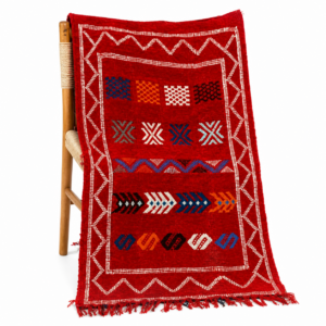 Berber Handmade Cashmere Red Culture Carpet Traditional Rug
