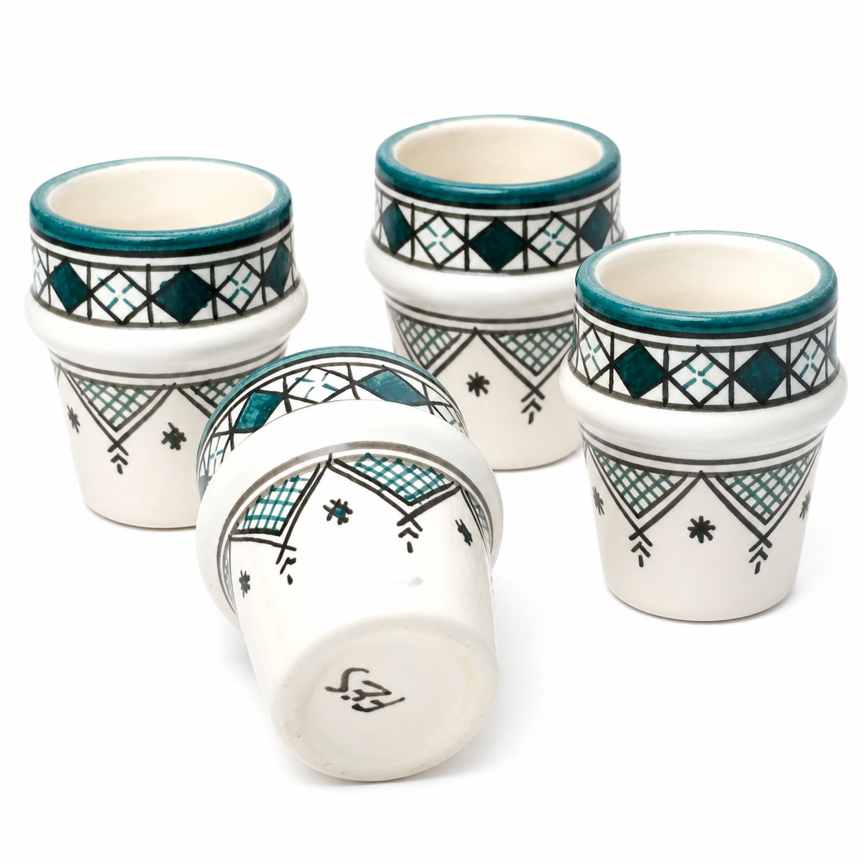 Berber Handmade Ceramic Cups Green Pottery Set Mug