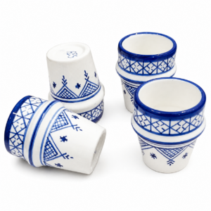 Berber Handmade Ceramic Cups Set Blue White Mug